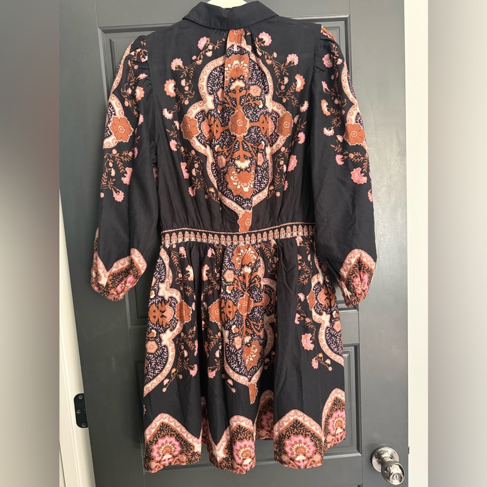 Cleobella Black and Orange Long Sleeve Dress